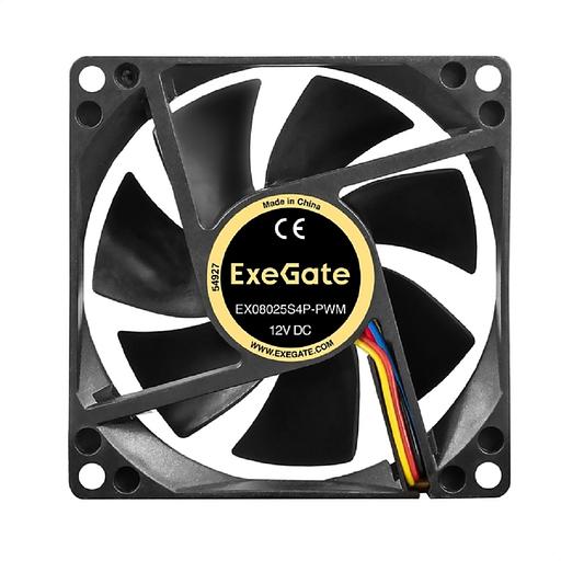 Exegate EX297045RUS Вентилятор 12В DC ExeGate EX08025S4P-PWM (80x80x25 мм, Sleeve bearing (подшипник скольжения), 4pin, PWM, 0-2300 RPM, 0-23dBA) фото 1