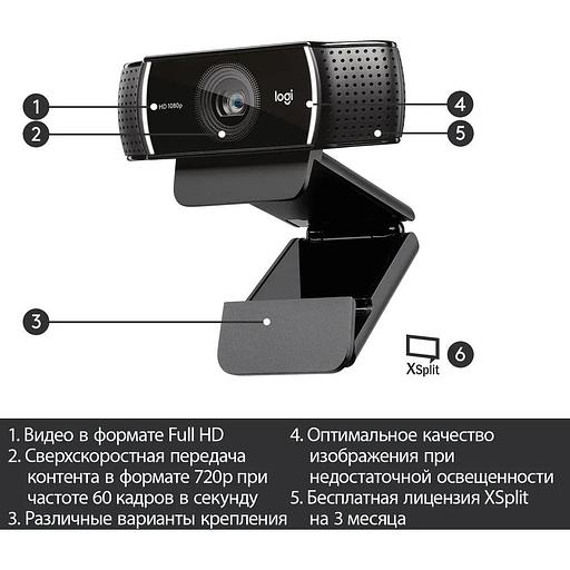 Цифровая камера Logitech C922 Pro Stream Webcam фото 4