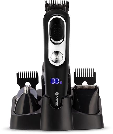 Триммер Vitek VT-2549 BK Питание сеть/аккумулятор. Встроенная аккумуляторная батарея Li-ion 700 mAh 3,7V. Время зарядки 90мин. Время автономной работы 45мин. Влажная очистка. Детальный триммер. Индикатор зарядки. ЖК дисплей с индикацией процента зарядки б фото 4