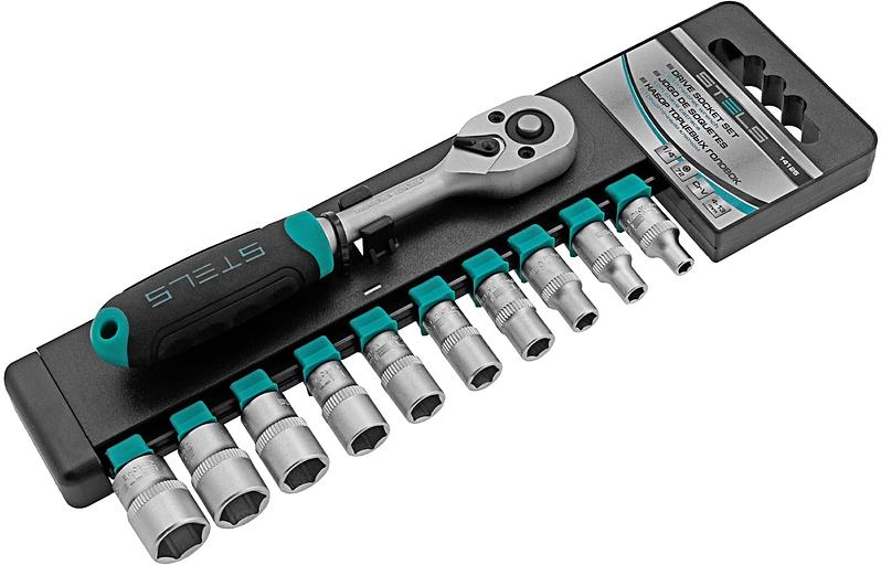 Набор головок STELS 14125 набор торцевых головок 1/4'' головки 4 - 13мм с трещот. ключом crv 11пр. фото 10
