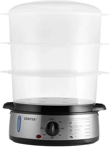 Пароварка Centek CT-1457 три корзины механическое управление мощность 800 Вт звуковой сигнал окончания работы чаша для риса в комплекте фото 1