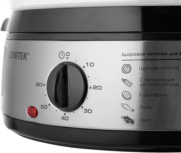 Пароварка Centek CT-1457 три корзины механическое управление мощность 800 Вт звуковой сигнал окончания работы чаша для риса в комплекте фото 3