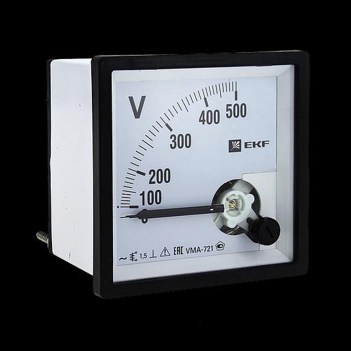 Вольтметр VMA-721 аналоговый на панель (72х72) квадратный вырез 500В прямое подкл. PROxima | vma-721-500 | EKF фото 1