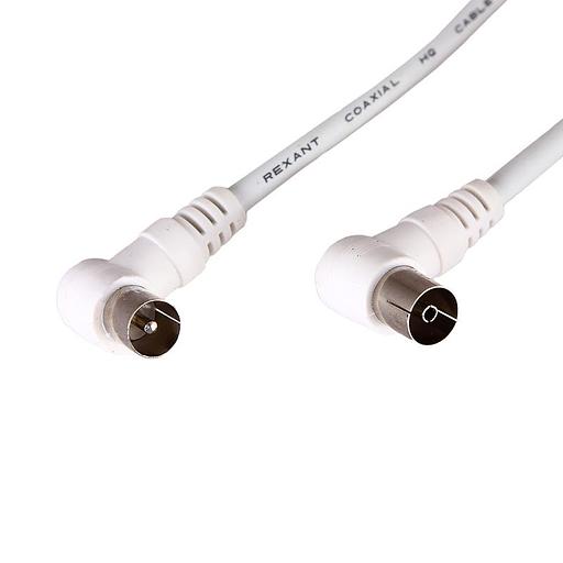 Шнур ТВ гнездо - ТВ штекер, угловой, длина 1,5 метра, белый REXANT фото 1