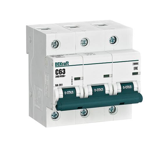 Выключатель автоматический модульный 3п C 63А 10кА ВА-201 SchE 13007DEK фото 1