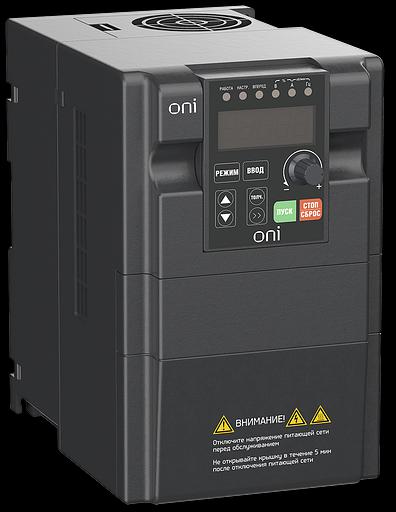 Преобразователь частоты A150 380В 3ф 3.7кВт 10А встроенный торм. модуль ONI A150-33-37NT фото 1