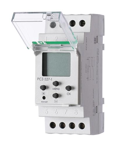 Реле времени PCZ-527-1 (двухканальное; астрономическое/суточное/недельное (режим работы настраивается для каждого канала); ночной перерыв; годовая программа; 2 модуля; монтаж на DIN-рейке) F&F EA02.002.017 фото 1