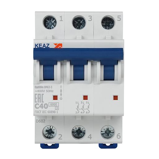 Выключатель автоматический модульный 3п C 40А 6кА OptiDin BM63-3C40-УХЛ3 КЭАЗ 260798 фото 2