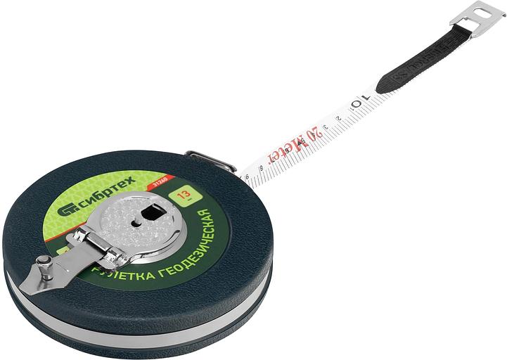 Рулетка геодезическая СИБРТЕХ 20 м х 13 мм, закрытый корпус, фиберглассовая лента// СИБРТЕХ 31261 фото 3