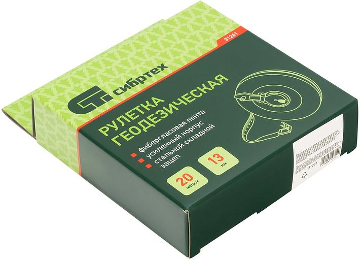 Рулетка геодезическая СИБРТЕХ 20 м х 13 мм, закрытый корпус, фиберглассовая лента// СИБРТЕХ 31261 фото 8