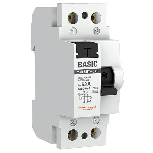 Устройство защитного отключения УЗО Basic ВДТ-40 2P 63А/ 30мА (электронное) фото 1