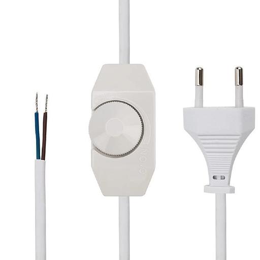 Сетевой шнур с диммером, 2х0,75 мм², 2 м белый REXANT фото 1