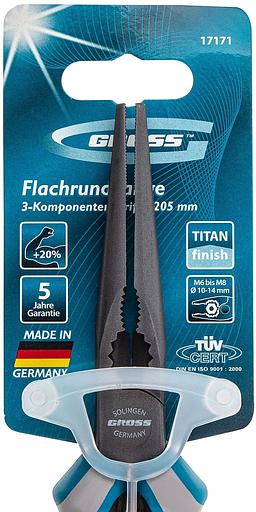 Длинногубцы прямые GROSS 205 мм, трехкомпонентные рукоятки 17171 фото 8