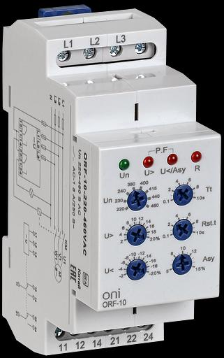 Реле фаз ORF-10 3ф 2 конт. 220-460В AC ONI ORF-10-220-460VAC фото 1