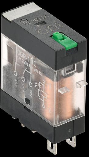 Реле общего назначения OGR-1 1C 24В DC с LED и тест. кнопкой ONI OGR-1-1C-DC24V-L-B фото 1