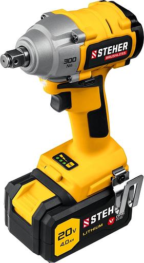 Гайковерт STEHER 20В бесщёточный, 1 АКБ (4Ач), в кейсе. CWB-300-1 фото 1