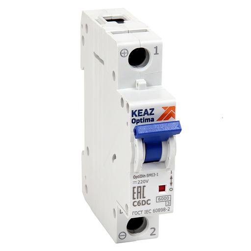 Выключатель автоматический модульный 1п C 1А OptiDin BM63-1C1-DC-УХЛ3 КЭАЗ 261160 фото 1