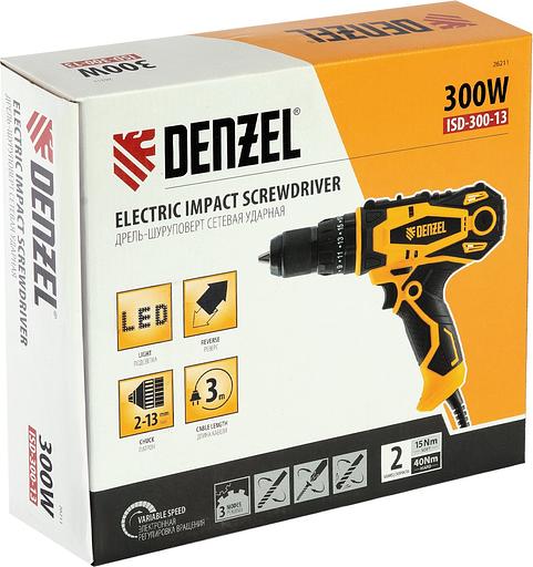 Дрель-шуруповерт Denzel ISD-300-13, 330Вт, сетевая, ударная фото 9