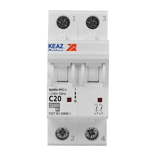 Выключатель автоматический модульный OptiDin BM63-2C20-4.5-УХЛ3 КЭАЗ 326804 фото 2