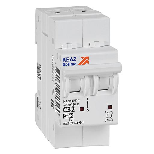 Выключатель автоматический модульный OptiDin BM63-2C32-4.5-УХЛ3 КЭАЗ 326806 фото 1