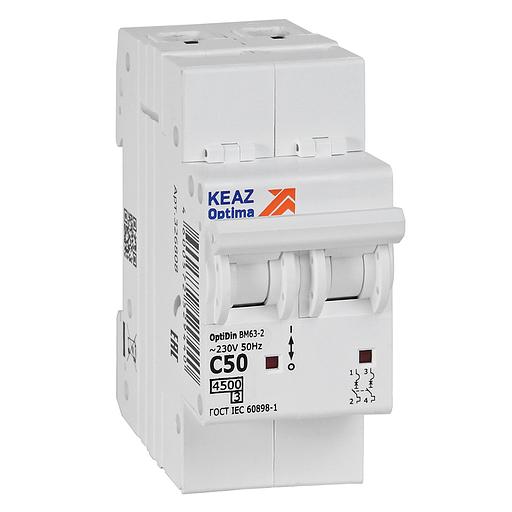 Выключатель автоматический модульный OptiDin BM63-2C50-4.5-УХЛ3 КЭАЗ 326808 фото 1