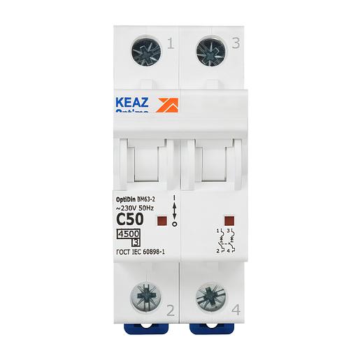 Выключатель автоматический модульный OptiDin BM63-2C50-4.5-УХЛ3 КЭАЗ 326808 фото 2