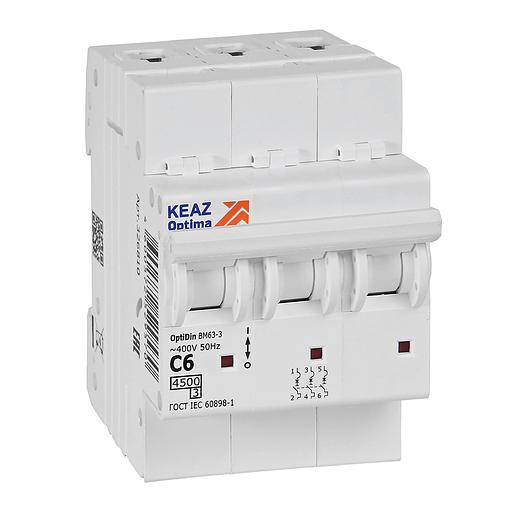Выключатель автоматический модульный OptiDin BM63-3C6-4.5-УХЛ3 КЭАЗ 326810 фото 1