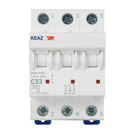 Выключатель автоматический модульный OptiDin BM63-3C32-4.5-УХЛ3 КЭАЗ 326815 фото 2