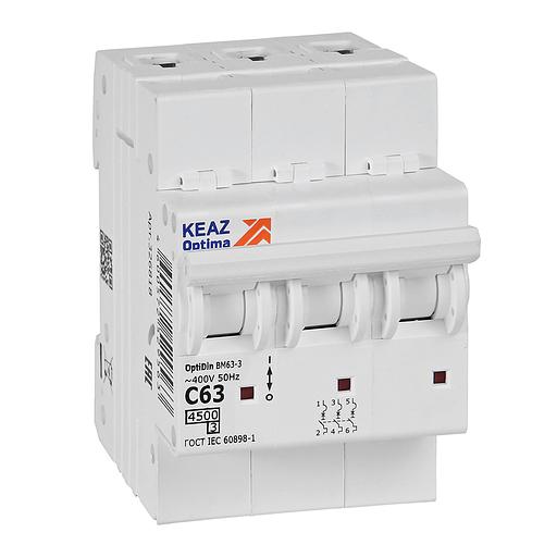 Выключатель автоматический модульный OptiDin BM63-3C63-4.5-УХЛ3 КЭАЗ 326818 фото 1