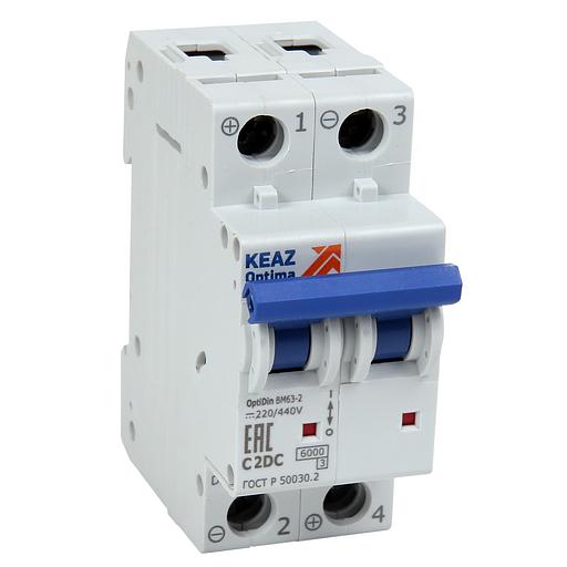 Автоматический выключатель 2P 16A C 6кА DC (BM63-2C16-DC-УХЛ3) КЭАЗ OptiDin BM63 фото 2