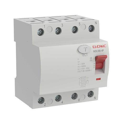 Выключатель дифференциального тока 4п 80A 100мА MDL100-4P3-80-AC АС фото 1