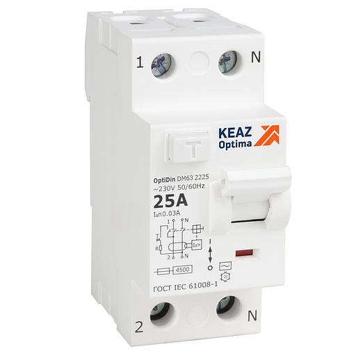 ВДТ без защиты от сверхтоков OptiDin DM63-2225-A-4,5-УХЛ4 (2P, 25, 30mA) фото 1
