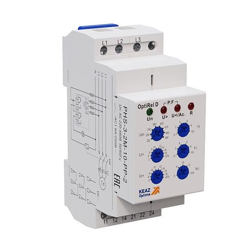 Реле контроля фаз OptiRel D PHS-3-2M-10-PP-2 универсальное 3Ф 2СО фото 1