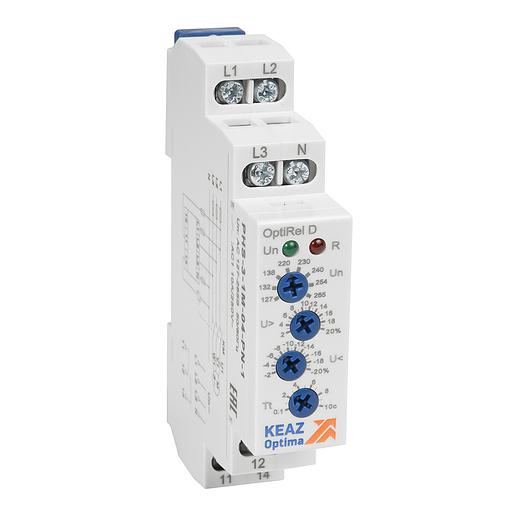 Реле контроля фаз OptiRel D PHS-3-1M-04-PP-1 повышенного/пониженного 3Ф 1СО фото 1