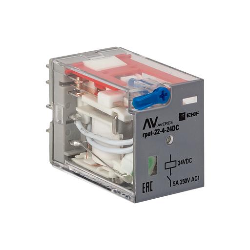 Реле промежуточное с кнопкой и мех. Индикацией RPAt 22/4 5A 24В DC EKF AVERES фото 1