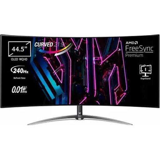 Монитор 44.5" Acer Predator X45bmiiphuzx OLED 3440x1440, 240 Гц, 0.3 мс, 21:9, 1000 кд/м2, 1xDP, 2xHDMI, 1xUSB Type-C, изогнутый, черный фото 1