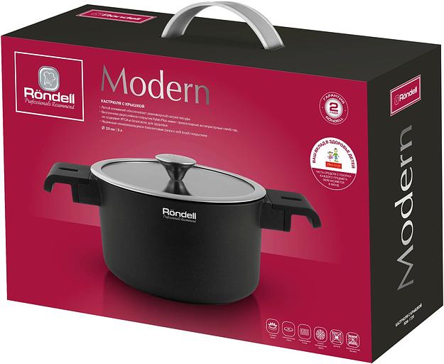 Кастрюля Rondell Modern RDA-1726, 2.6л, 20см, с крышкой, черный фото 4