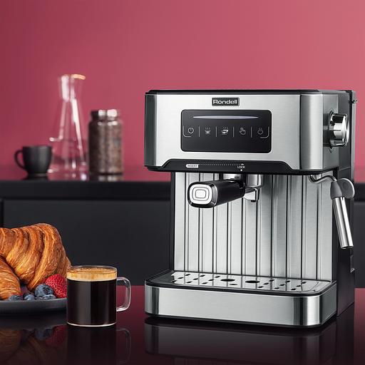 Кофеварка рожковая Rondell RDE-1106 серебристый, исп. кофе - молотый, 1.6 л, 850 Вт, 20 Бар. фото 4