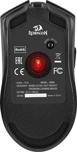 Игровая мышь REDRAGON FYZU чёрная (USB, Pixart P3395, Huano, 6 кн., 26000 Dpi, RGB подсветка) фото 2