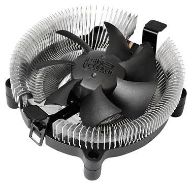 Кулер для процессора/ PCCooler E80 (65W, 3-pin, 42mm, Al/Cu, -mm, 1x80mm, 29.61CFM, 22dBA, 2000RPM, S: 1851/1700/1200/115X, AM5/AM4, silver, black) фото 1