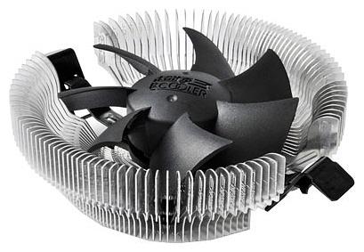 Кулер для процессора/ PCCooler E80 (65W, 3-pin, 42mm, Al/Cu, -mm, 1x80mm, 29.61CFM, 22dBA, 2000RPM, S: 1851/1700/1200/115X, AM5/AM4, silver, black) фото 2