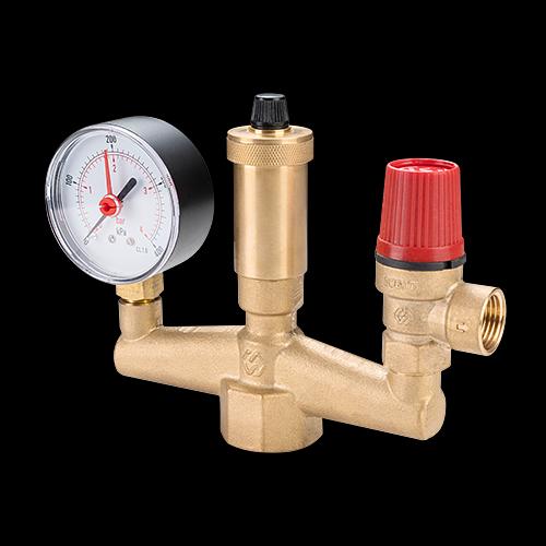 Группа безопасности котла 1' с манометром предохранительным клапаном и автоматическим воздухоотводчиком фото 1