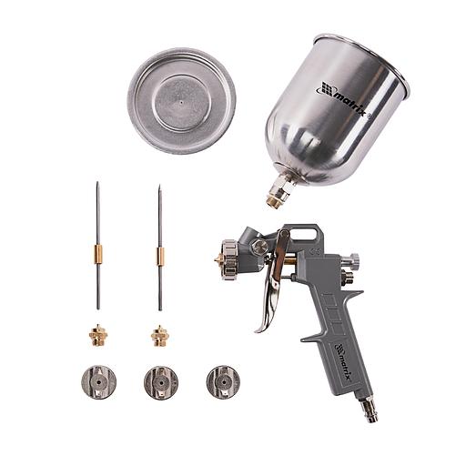 Краскопульт пневматический MATRIX 57314 краскораспылитель пневмат. с верхним бачком v= 0.6л + сопла фото 1