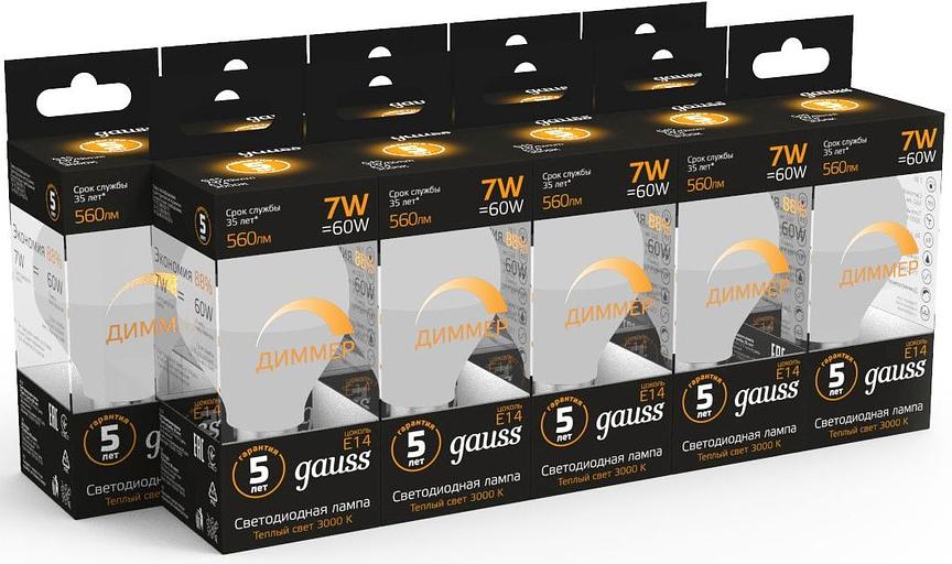 Лампа светодиодная Led Globe-dim E14 7Вт 3000К диммируемая Gauss 105101107-D фото 4