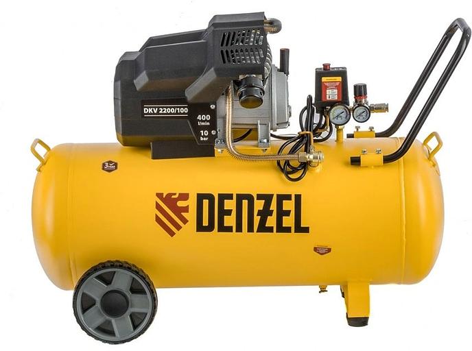 Компрессор Denzel воздушный DKV2200/100,Х-PRO 2.2 кВт, 400 л/мин, 100л 58079 фото 1