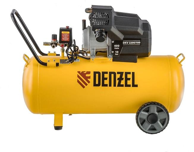 Компрессор Denzel воздушный DKV2200/100,Х-PRO 2.2 кВт, 400 л/мин, 100л 58079 фото 2