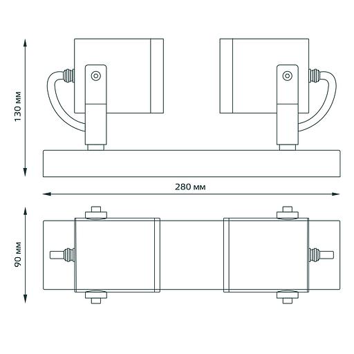 Gauss Sonata Светильник садово-парковый настенный архитектурный 2xGU10 280x90x130mm, 170-240V / 50Hz, 2xMax.35W, IP:54, 1/12 фото 6