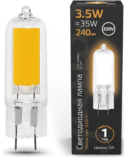 Лампа Gauss LED G4 AC220-240V 3.5W 3000K Glass 1/10/200 фото 1