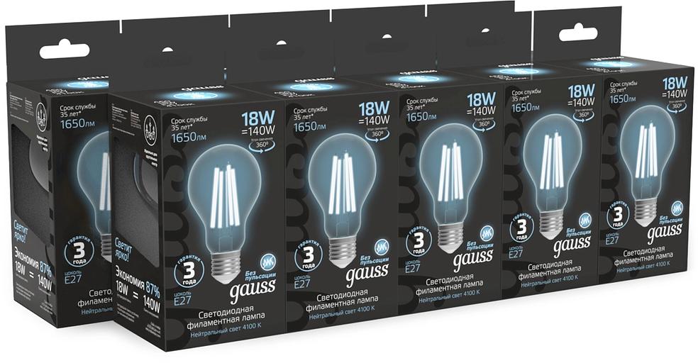 Лампа Filament А60 18W 1650lm 4100К Е27 LED 1/10/40 фото 3