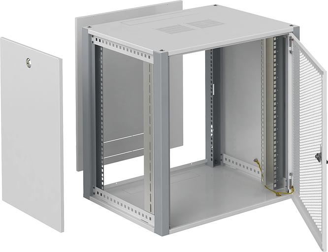 Шкаф коммутационный Sysmatrix (WP 6609.730 ) настенный 9U 600x600мм пер.дв.перфор. 2 бок.пан. 60кг серый 20кг IP20 фото 2